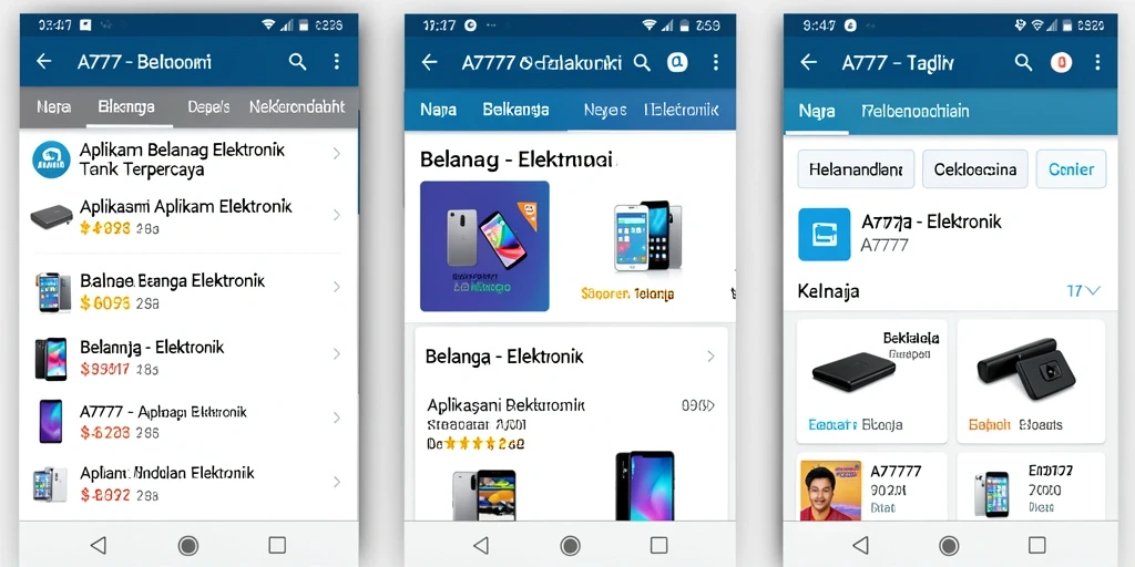 Antarmuka A7777 yang modern dan mudah digunakan untuk belanja Elektronik.