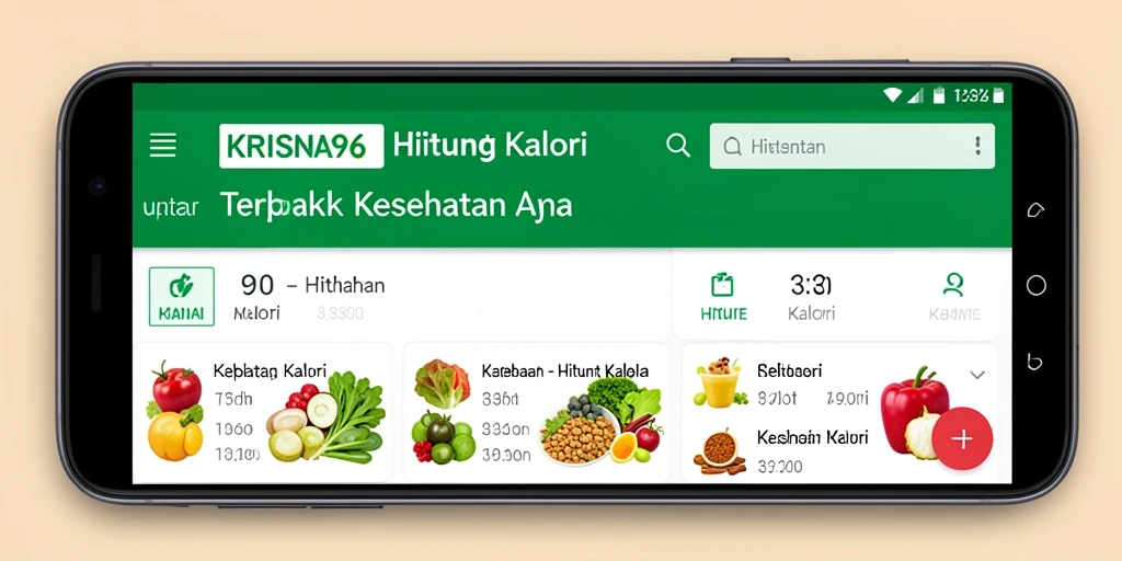 Antarmuka aplikasi KRISNA96 untuk menghitung kalori dengan mudah.