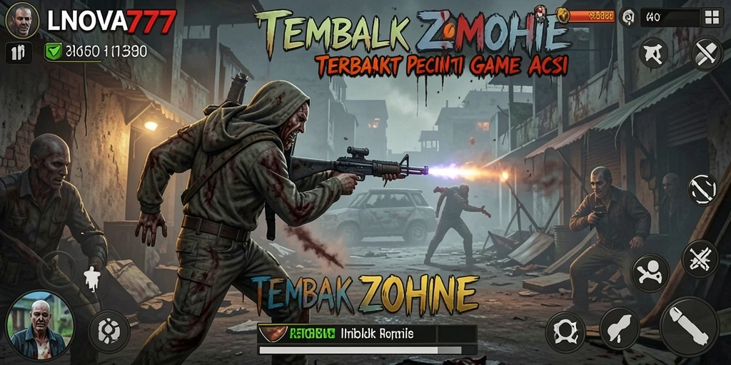 Screenshot menampilkan aksi seru melawan zombie di LNOVA777.