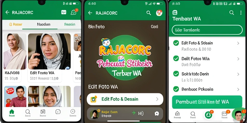 Antarmuka pengguna RAJACORC untuk Pembuat Stiker WA yang intuitif dan menarik.