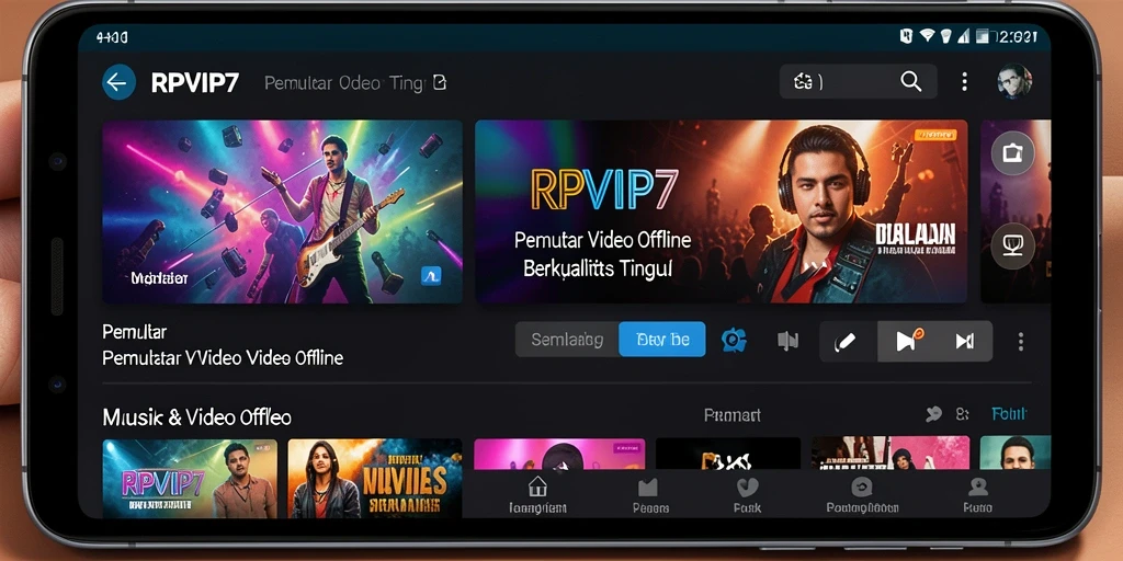 Antarmuka pengguna RPVIP7 untuk pemutar video offline yang menarik.